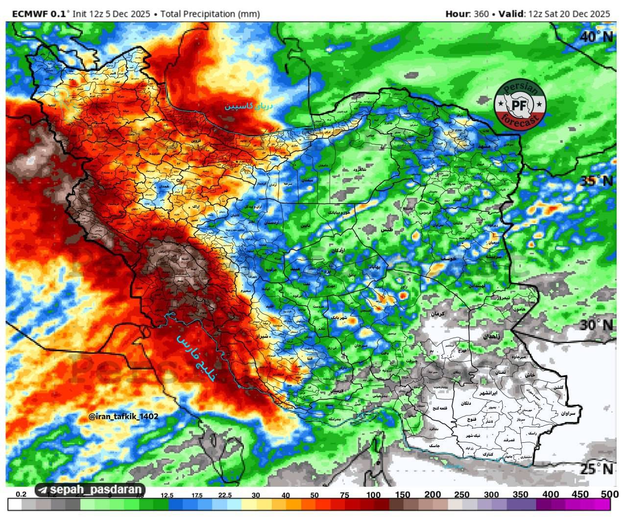 احتمال بارش ۱۰۰ میلی متری در تهران طی ۲ هفته آینده احتمال بارش ۱۰۰ میلی متری در تهران طی ۲ هفته آینده