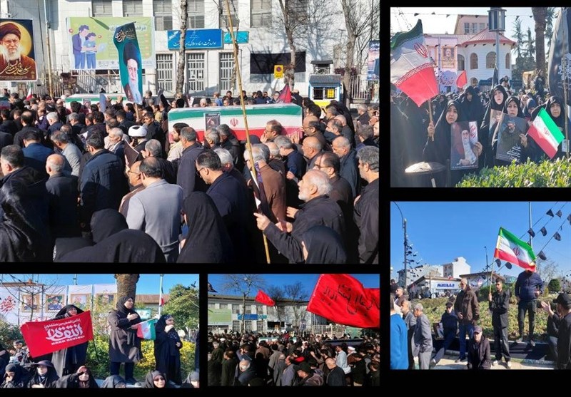 نمایش اقتدار ملی در قلب شهر رشت با تشییع حماسی چهار شهید