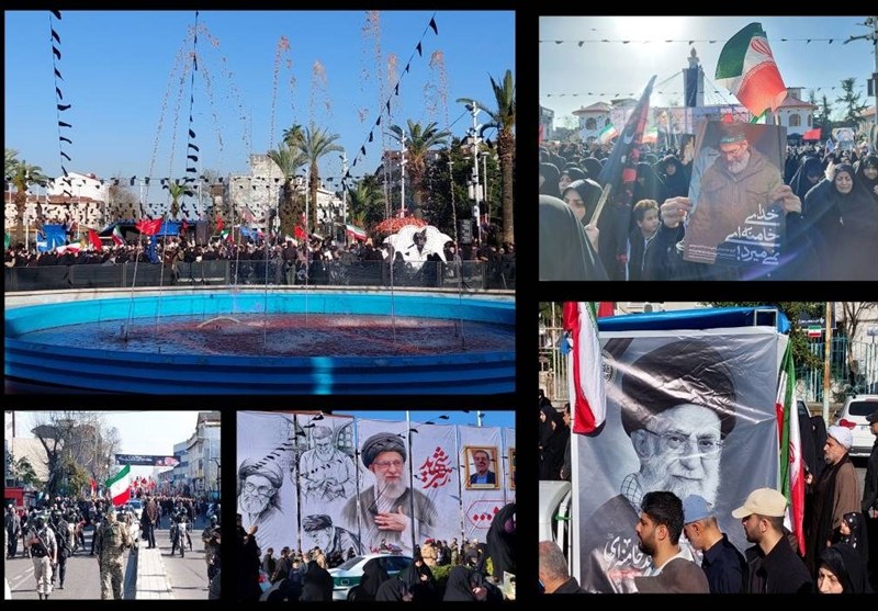 نمایش اقتدار ملی در قلب شهر رشت با تشییع حماسی چهار شهید