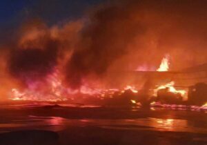 آتش‌سوزی ۳ سوله لوازم یدکی در کهریزک + فیلم