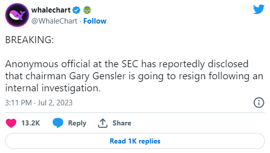 شایعه استعفای رییس SEC توسط هوش مصنوعی!