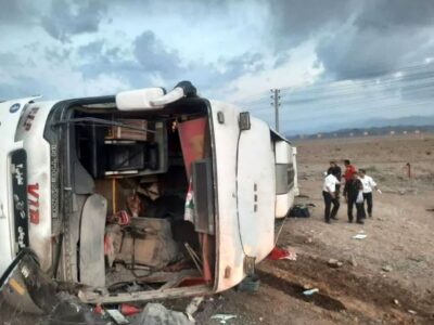 مرگ ۴ نفر در واژگونی اتوبوس زائران اربعین