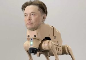 نمایش هنری عجیب: سگهای رباتیک با سر ایلان ماسک و مارک زاکربرگ! /عکس