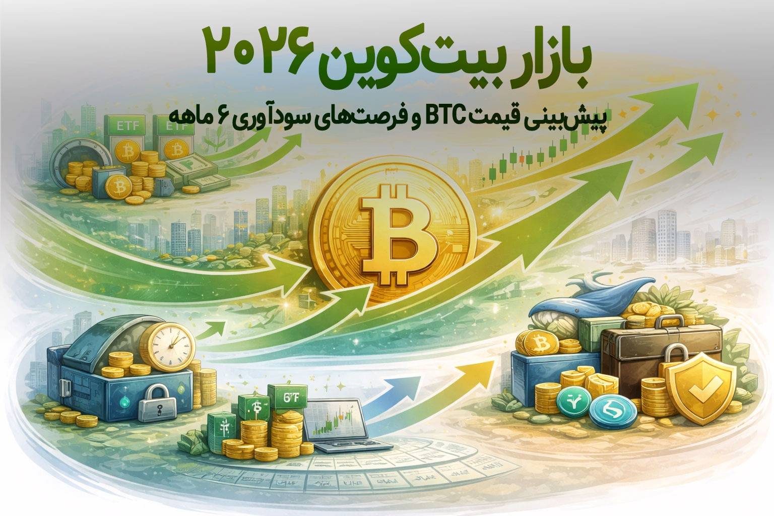 بازار بیت‌کوین ۲۰۲۶ | پیش‌بینی قیمت BTC و فرصت‌های سودآوری ۶ ماهه