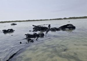 انهدام پهپاد هرمس اسرائیلی در سواحل هرمزگان + تصاویر