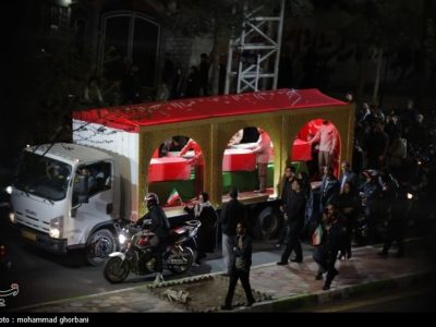 وداع  جانانه مردم خراسان جنوبی با ۳  شهید حمله آمریکایی-صهیونیی + عکس