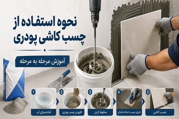 نحوه استفاده از چسب کاشی پودری، آموزش مرحله به مرحله نحوه استفاده از چسب کاشی پودری، آموزش مرحله به مرحله
