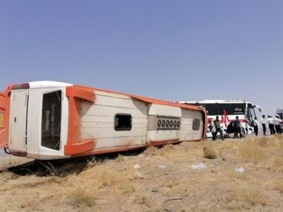 واژگونی اتوبوس در محور سبزوار- نیشابور با ۵۱ مصدوم